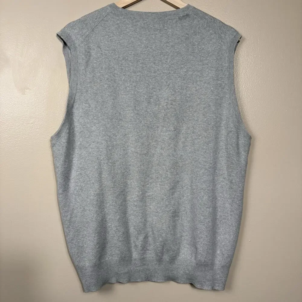Polo Ralph Laure Mens XL Gray Pima Cotton Sweater Vest V-Neck Classic Preppy